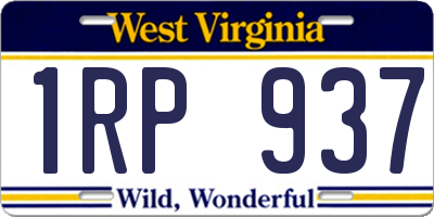 WV license plate 1RP937