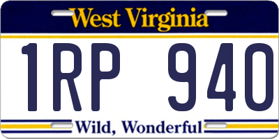 WV license plate 1RP940