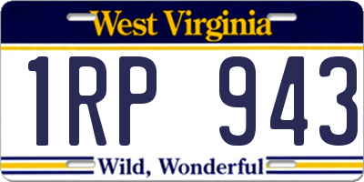 WV license plate 1RP943