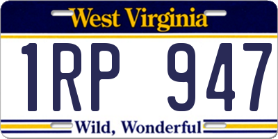 WV license plate 1RP947
