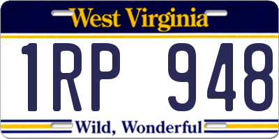 WV license plate 1RP948