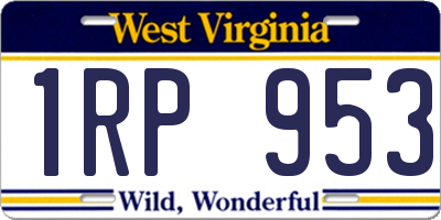 WV license plate 1RP953