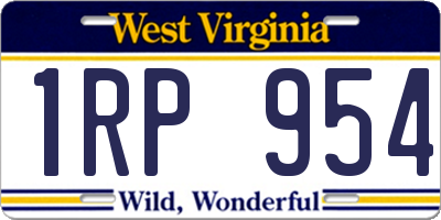 WV license plate 1RP954