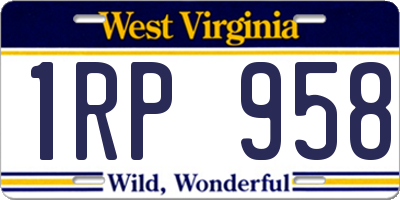 WV license plate 1RP958