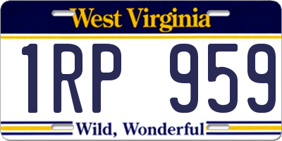 WV license plate 1RP959