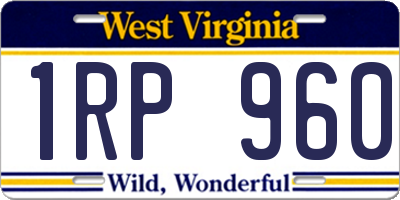 WV license plate 1RP960