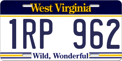 WV license plate 1RP962