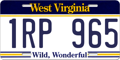 WV license plate 1RP965