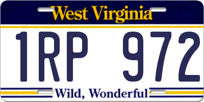 WV license plate 1RP972