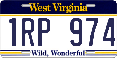 WV license plate 1RP974