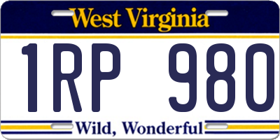 WV license plate 1RP980