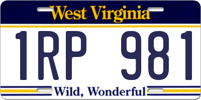 WV license plate 1RP981