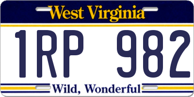WV license plate 1RP982