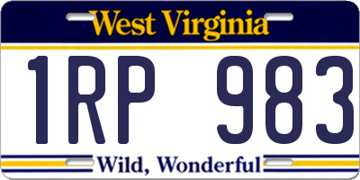 WV license plate 1RP983