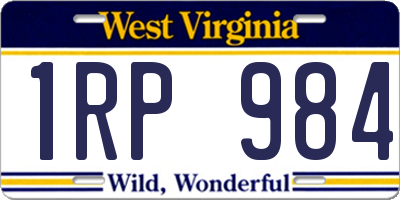 WV license plate 1RP984