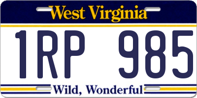 WV license plate 1RP985