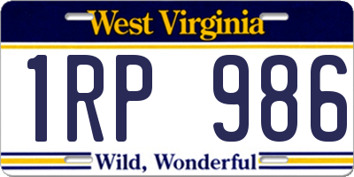 WV license plate 1RP986