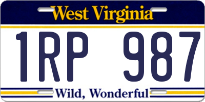 WV license plate 1RP987