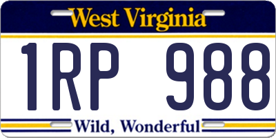 WV license plate 1RP988