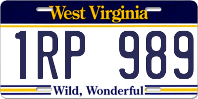 WV license plate 1RP989