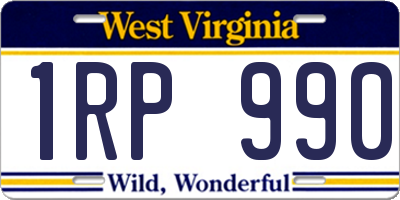 WV license plate 1RP990
