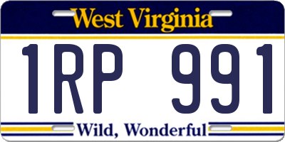 WV license plate 1RP991