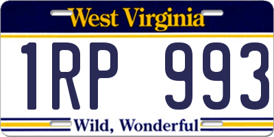 WV license plate 1RP993