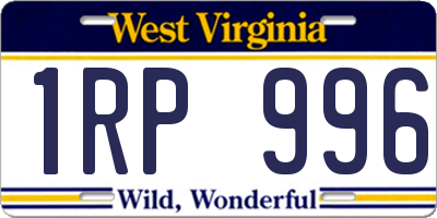 WV license plate 1RP996