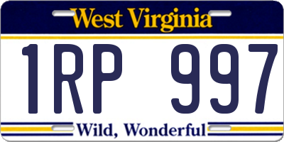 WV license plate 1RP997