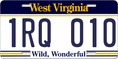 WV license plate 1RQ010