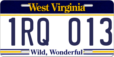 WV license plate 1RQ013