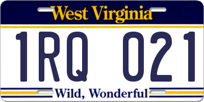 WV license plate 1RQ021