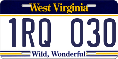 WV license plate 1RQ030