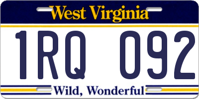 WV license plate 1RQ092