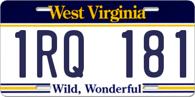 WV license plate 1RQ181