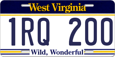 WV license plate 1RQ200