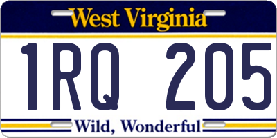 WV license plate 1RQ205
