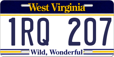 WV license plate 1RQ207