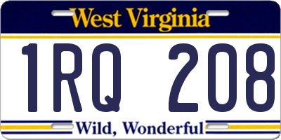 WV license plate 1RQ208