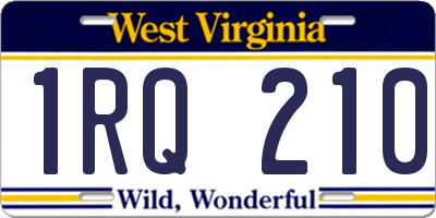 WV license plate 1RQ210