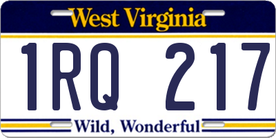 WV license plate 1RQ217