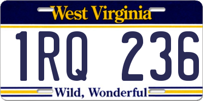 WV license plate 1RQ236
