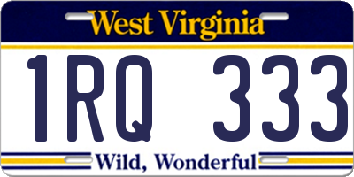 WV license plate 1RQ333