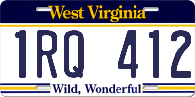 WV license plate 1RQ412