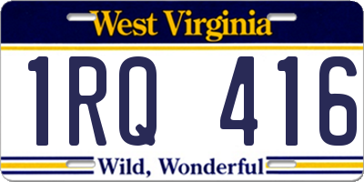 WV license plate 1RQ416