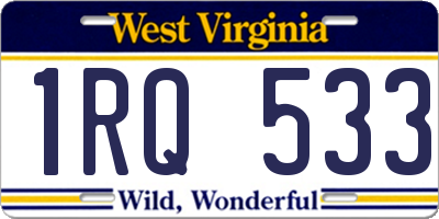 WV license plate 1RQ533