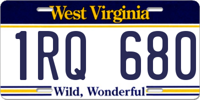 WV license plate 1RQ680