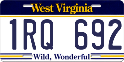 WV license plate 1RQ692
