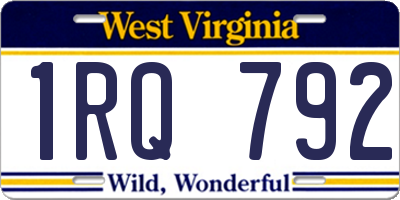 WV license plate 1RQ792