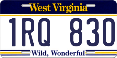 WV license plate 1RQ830